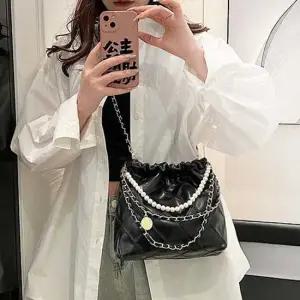 진주장식 체인 스트랩 토트 숄더 크로스백 예쁜가방 미니핸드폰가방 슬링백가방