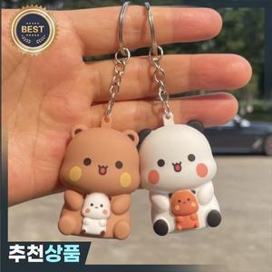 '부부 두두 사랑해요라고 말하는 음성 장난감 열쇠고리 이에르 판다 곰 발광 애니메이션 피규어 휴대폰 장