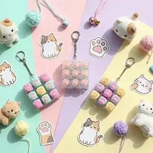 [셀러허브 패션]led 키보드 클리커 딸깍이 키캡키링9구 고양이발