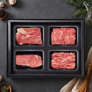 1++(9) 명품 넘버나인 제주 한우 선물세트 1.2kg (윗등심 400g+살치 200g+갈비살 300g+채끝 300g)