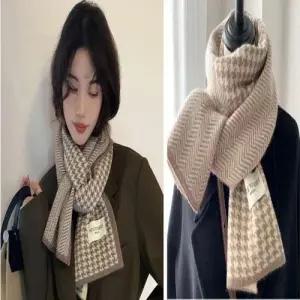 여성 포근한 니트머플러 소프트 체크 부드러운 스카프 WD7FE7D