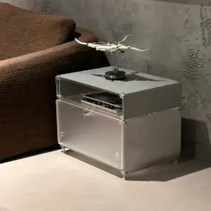 마블리스 모던 심플 디자인 스틸 아크릴 사각 수납 사이드 테이블