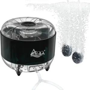 AQQ물 공기 펌프 8W/2W 강력한 조절식 수족관 초침묵 산소 버블 담수 및 염수용 에어 스톤 2개 호스 체크