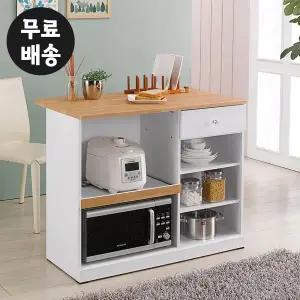 [벤티스가구]아일랜드 홈바 테이블 주방 렌지대 보조 조리대 식탁 렌지대 수납(우드화이트/1000)