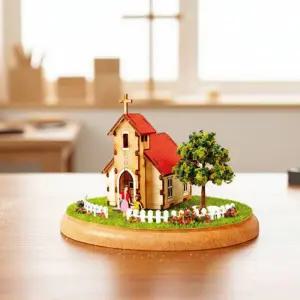 영공방 교회 미니하우스 디오라마 만들기 목재 건축물 나무모형 입체퍼즐 조립 YM981