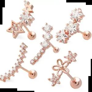 골드피어싱 금침 큐빅 꽃 별 라인 스틱 귓바퀴 피어싱 14K