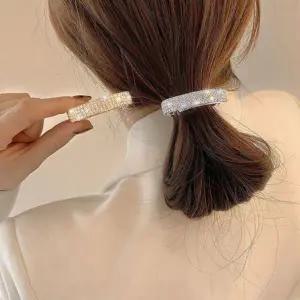 여성 반묶음머리핀 반머리 테일 반달 큐빅 리본헤어핀 자동핀 데일리