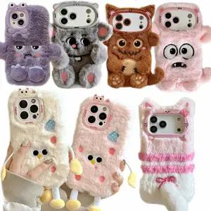 갤럭시 a17 a16 a26 a35 a36 a55 a56 귀여운 고양이 캐릭터 인형 겨울 털 자수 실리콘 케이스