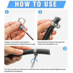 12pcs 웜 기어 호스 클램프 조정  870mm 304 스테인레스 스크류 밴드 클립 물 배관 용  듀티 파이프