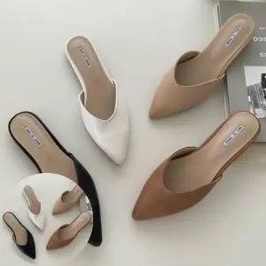 여자슬리퍼 여성 플랫 심플 스틸레토 블로퍼 뮬 슬리퍼 굽1cm