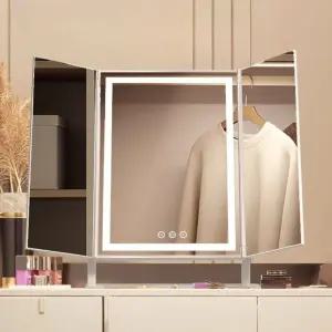 삼면경화장대 LED 3면 접이식 화장대 조명 삼면경 거울 전등 스탠드