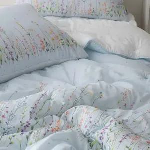 웨딩 스프레드 퀸 Q 세트 블루 플라워 여름 냉감 모달 차렵 이불 침구 여름이불