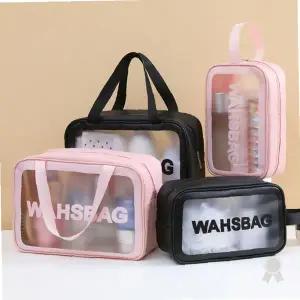 여행용 투명 워시백 세면도구 정리 방수 메쉬 파우치 화장품 수납 욕실용품 보관