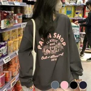 여성 겨울 기모안감 루즈핏 맨투맨 긴팔티셔츠 4색