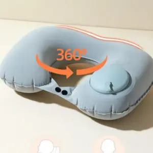 [CU] 기내용 목베개 벨벳 베개 에어펌프 비행기 목쿠션 휴대용 여행용 캠핑 낚시 에어목쿠션 판촉물 사은품