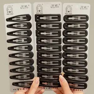 베이직 무광 엠보 블랙 똑딱이핀 기본 헤어핀 세트 머리핀 똑딱핀 똑딱이핀