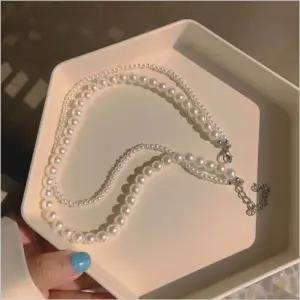 패션 데일리 레이어드 네크리스 진주목걸이 두줄 액세서리 목걸이 초커 목줄 비즈목걸이