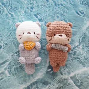 JW손뜨개 [코바늘DIY] 해달이 수달이 키링 미니 인형 만들기 + 동영상 코바늘인형 손뜨개 뜨개키링