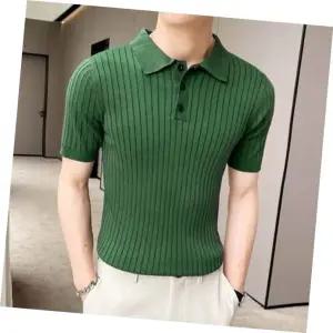 데일리 쓰리 버튼 남자 카라 반팔 니트