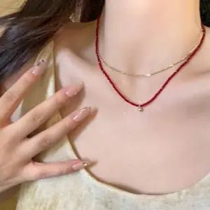 초커목걸이 레드 행운 사러왕 레이어드 크리스탈 우아 선물 진주목걸이 비즈팔찌