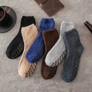 따뜻한 실내 극세사 논슬립 미끄럼방지 남성 수면양말 남자수면양말