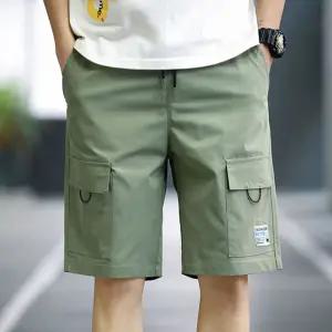 남성 5부 카고 반바지 밴딩 팬츠 여름 쿨바지