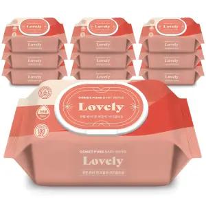 퓨어 러블리 아기물티슈 캡형 50gsm 100개입 10개