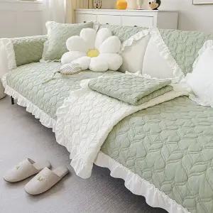 소파커버 쇼파 패드 덮개 소파 커버  미끄럼 방지 면 쿠션 사계절 단색 크림 스타일 거실 가구 보호대 등받