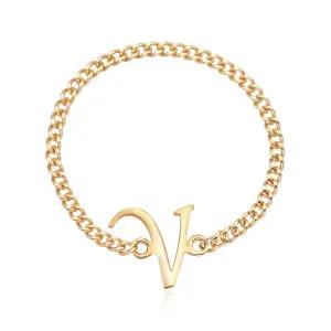 18K 알파벳 V이니셜 레이어드 체인실반지 MPR38135