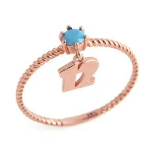 18K 넘버링 탄생석 12월 터키석 꼬임 반지 PNR22643