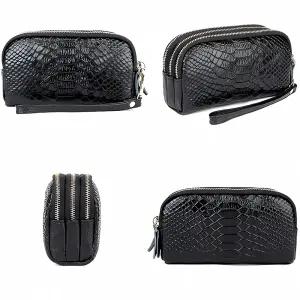 소가죽 대용량 클러치백 지퍼 3칸 가죽 가방 파우치 핸드백 미니 소품 지갑 패션 스타일