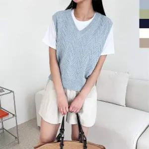 2L-PPT UB36HO94 1006 여자 플레인 브이넥니트조끼