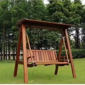 정원 그네 라탄 스타일 야외용 원목 목재 의자 흔들