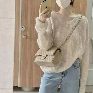 캐주얼 LV13UX74 심플 여자 브이넥 플레인 스타일 니트