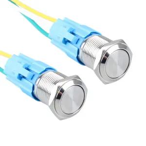 DMWD 2pcs 16mm 금속 래칭 푸시 켜짐 58인치 LED 버튼 장착 실버 12V 스위치 24V 1NO 220V 없음 조명 1NC