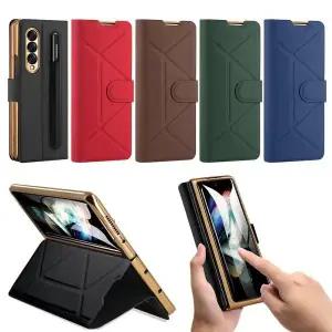 유니블링 갤럭시z폴드 3 4 5 플립 풀커버 펜 슬롯 가죽 케이스