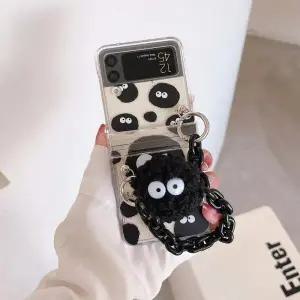 유니블링 갤럭시 z플립3 먼지 뽀글이핑거톡 체인 스트랩 케이스