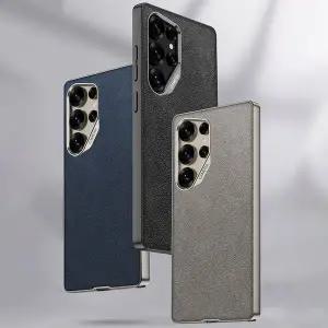 유니블링 갤럭시s25 울트라 메탈릭 엣지 매트 가죽 하드 케이스