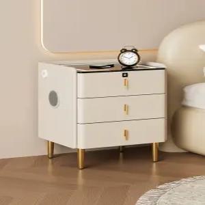 충전식 테이블 무선 침대 옆 캐비닛 3단 협탁 사이드 금고 서랍 수납함