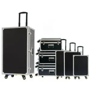 알루미늄 케이스 캐리어 하드 공구함 이동식 트롤리 수납 상자 뚜껑형 풀메탈 합금