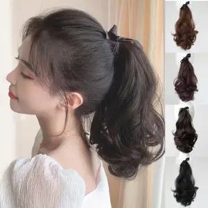 여성 포니테일 묶음 머리 포인트 S컬 부분 가발