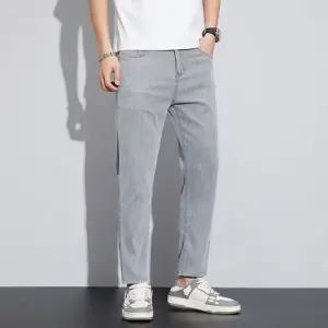 남자 일자핏 청바지 핫 스타일 9부 면 소프트 슬림 테이퍼 스트레치 데님 9점 힛템