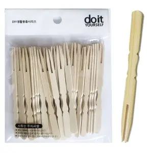 대나무 미니포크 나무포크 200개 야외용 다용도포크 캠핑용포크 과일포크