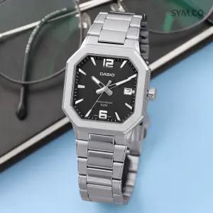카시오 MTP-B195D-1A 클래식 빈티지 사각 금속텍스쳐 블랙 다이얼 남자 메탈 시계 d