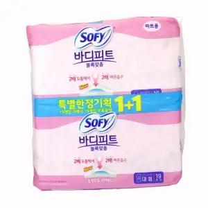 생리대 소피 단품 바디피트 볼록맞춤 대형 19개+19개 38개