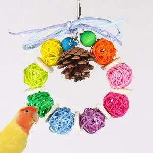 [하프클럽/올펫몰]솔방울방울 앵무새 장난감 등나무공 수세미  01177