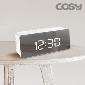 [코시] LED 미러 디지털 직사각 탁상시계 무드등 스누즈 알람기능 무소음 / 자취 집들이 선물AC3338M