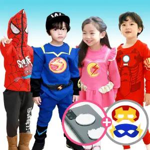 가면+거울 선물 / 봄 번개맨 옷 상하복 번개걸 옷 원피스 아이언맨 스파이더맨 옷