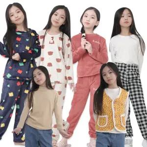 아동 밍크 기모 긴팔 긴바지 잠옷 사방 스판 캐릭터 수면 세트 곰돌이 주니어 홈웨어 파자마 내복 키즈 겨울 유아동 어린이 부드러운 스판 신축성 여아 남아