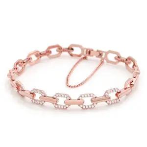 [미니아트]데바 14KGP 로즈골드 볼드 큐빅 체인 패션 팔찌
